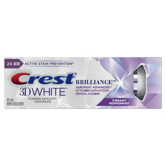 Crest 3D White Brilliance Toothpaste 3 Pack, Vibrant Peppermint, 85 mL