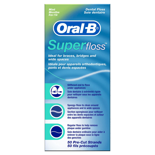 Oral-B Super Floss Mint Dental Floss Pre-Cut Strands 50 ea (Pack of 6)